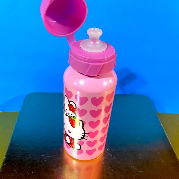 HELLO KITTY 2008 DECORATIVE PINK ALUMINUM BOTTLE WITH SCREW ON CAP 14oz 7” TALL - Picture 3 of 8